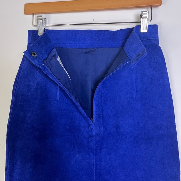 Vintage PS Sport Blue Suede Chic Pencil Skirt Leather Size 6 Y2K Western Rodeo - Picture 2 of 13